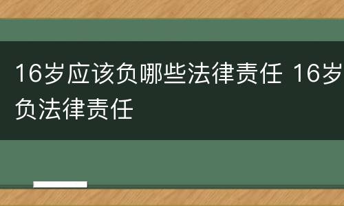 16岁应该负哪些法律责任 16岁负法律责任