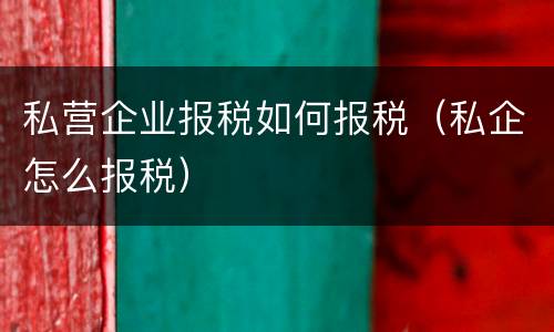 私营企业报税如何报税（私企怎么报税）