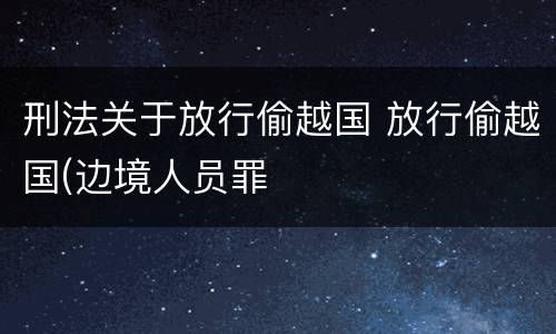 刑法关于放行偷越国 放行偷越国(边境人员罪