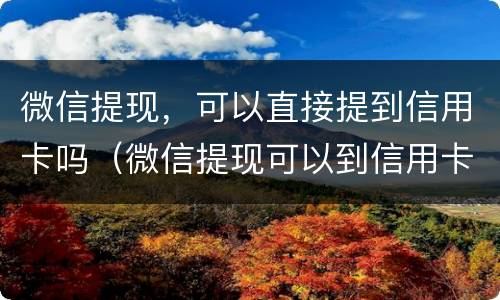 微信提现，可以直接提到信用卡吗（微信提现可以到信用卡上吗）