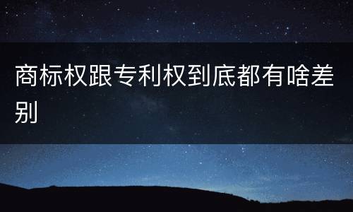 商标权跟专利权到底都有啥差别