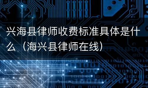 兴海县律师收费标准具体是什么（海兴县律师在线）