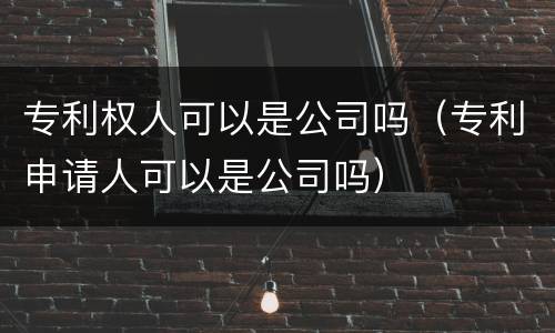 专利权人可以是公司吗（专利申请人可以是公司吗）