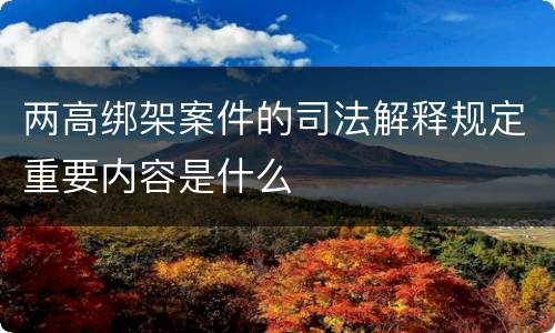 两高绑架案件的司法解释规定重要内容是什么
