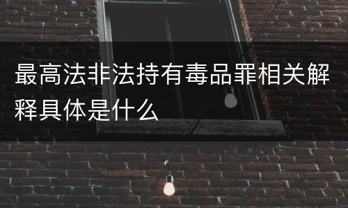最高法非法持有毒品罪相关解释具体是什么