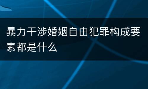 暴力干涉婚姻自由犯罪构成要素都是什么