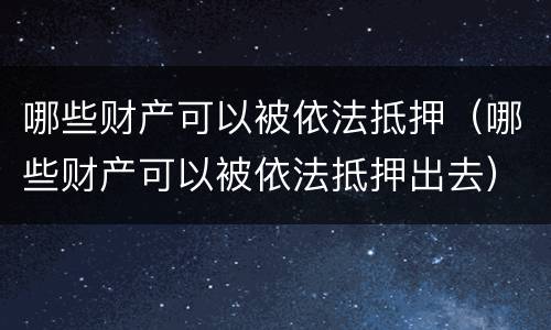 哪些财产可以被依法抵押（哪些财产可以被依法抵押出去）