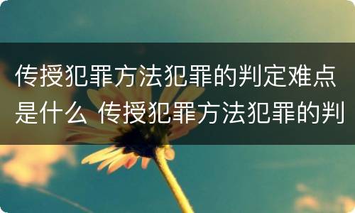 传授犯罪方法犯罪的判定难点是什么 传授犯罪方法犯罪的判定难点是什么