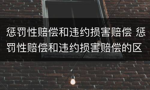 惩罚性赔偿和违约损害赔偿 惩罚性赔偿和违约损害赔偿的区别