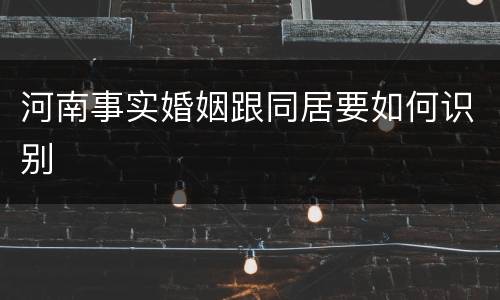 河南事实婚姻跟同居要如何识别