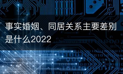 事实婚姻、同居关系主要差别是什么2022