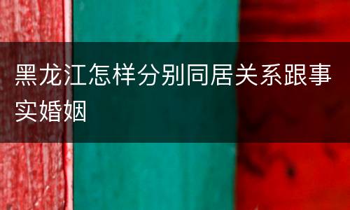 黑龙江怎样分别同居关系跟事实婚姻