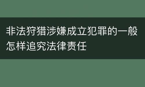 非法狩猎涉嫌成立犯罪的一般怎样追究法律责任
