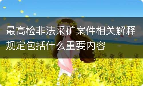 最高检非法采矿案件相关解释规定包括什么重要内容
