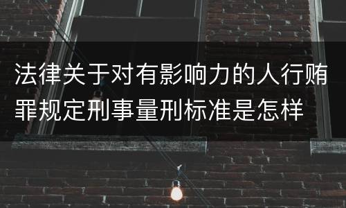 法律关于对有影响力的人行贿罪规定刑事量刑标准是怎样