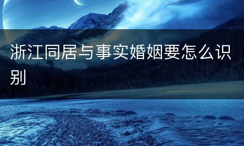 浙江同居与事实婚姻要怎么识别