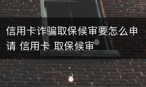 信用卡诈骗取保候审要怎么申请 信用卡 取保候审