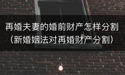 再婚夫妻的婚前财产怎样分割（新婚姻法对再婚财产分割）
