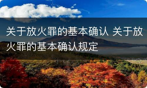 关于放火罪的基本确认 关于放火罪的基本确认规定