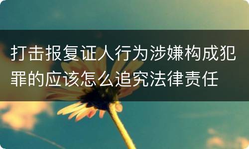 打击报复证人行为涉嫌构成犯罪的应该怎么追究法律责任