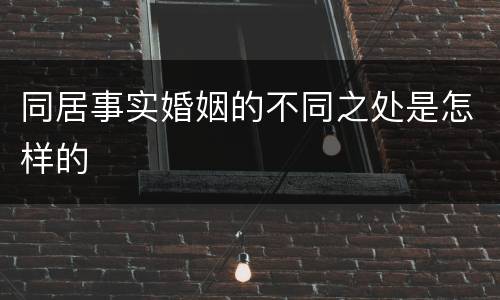 同居事实婚姻的不同之处是怎样的