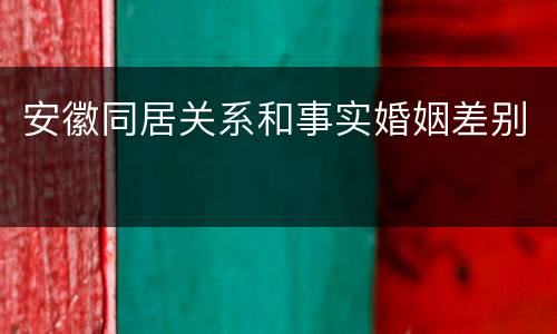 安徽同居关系和事实婚姻差别