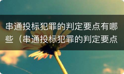 串通投标犯罪的判定要点有哪些（串通投标犯罪的判定要点有哪些内容）