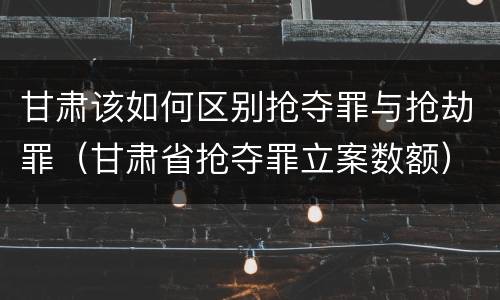 甘肃该如何区别抢夺罪与抢劫罪（甘肃省抢夺罪立案数额）