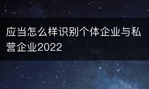 应当怎么样识别个体企业与私营企业2022