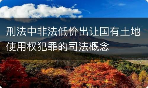 刑法中非法低价出让国有土地使用权犯罪的司法概念