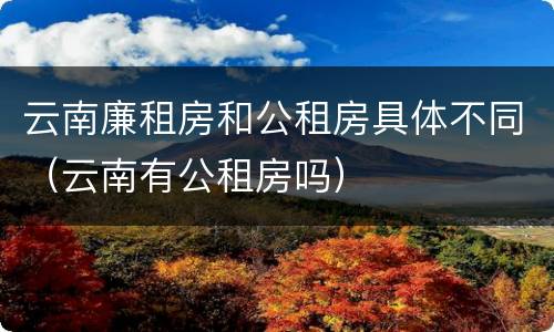 云南廉租房和公租房具体不同（云南有公租房吗）