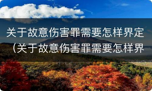 关于故意伤害罪需要怎样界定（关于故意伤害罪需要怎样界定的）