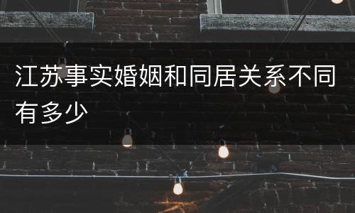 江苏事实婚姻和同居关系不同有多少