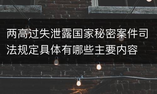 两高过失泄露国家秘密案件司法规定具体有哪些主要内容
