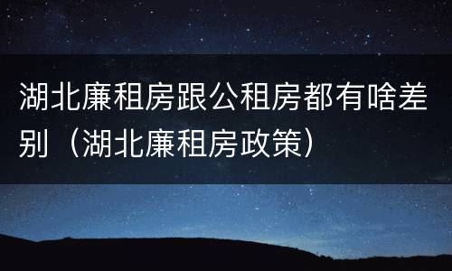 湖北廉租房跟公租房都有啥差别（湖北廉租房政策）