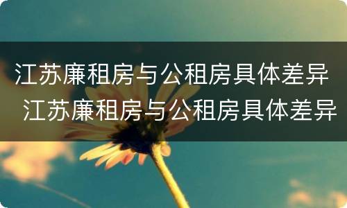 江苏廉租房与公租房具体差异 江苏廉租房与公租房具体差异是什么