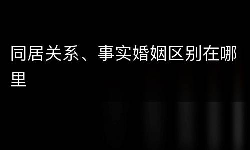 同居关系、事实婚姻区别在哪里