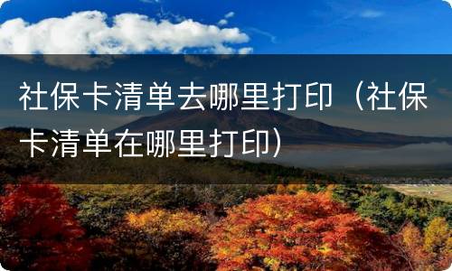 社保卡清单去哪里打印（社保卡清单在哪里打印）