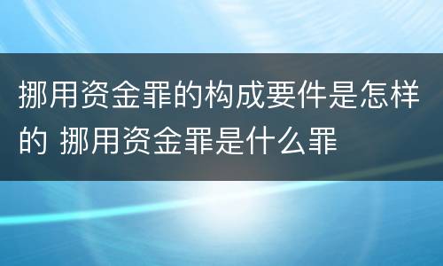 挪用资金罪的构成要件是怎样的 挪用资金罪是什么罪