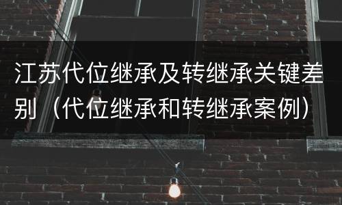 江苏代位继承及转继承关键差别（代位继承和转继承案例）