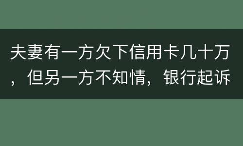 夫妻有一方欠下信用卡几十万，但另一方不知情，银行起诉要封房子怎么办