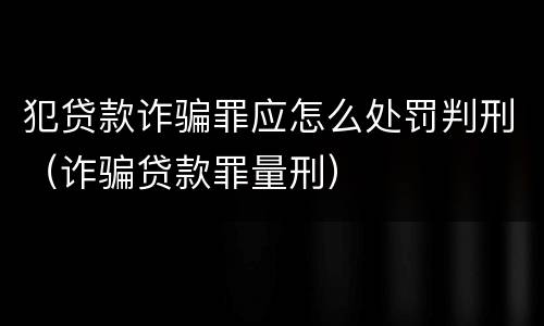 犯贷款诈骗罪应怎么处罚判刑（诈骗贷款罪量刑）