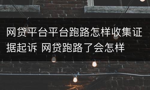 网贷平台平台跑路怎样收集证据起诉 网贷跑路了会怎样