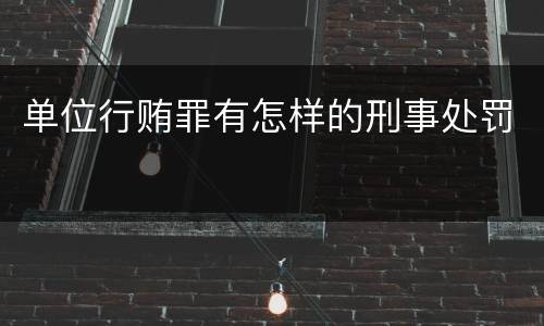 单位行贿罪有怎样的刑事处罚