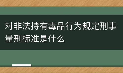 对非法持有毒品行为规定刑事量刑标准是什么