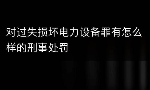 对过失损坏电力设备罪有怎么样的刑事处罚