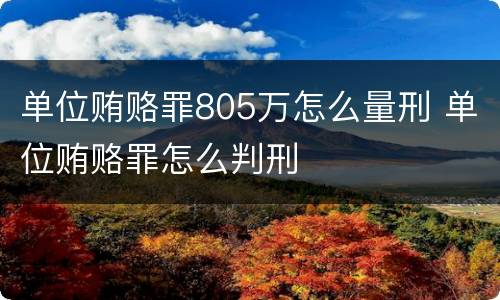 单位贿赂罪805万怎么量刑 单位贿赂罪怎么判刑