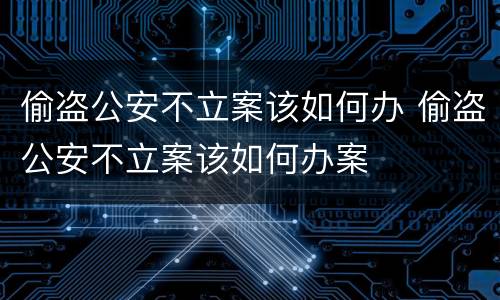 偷盗公安不立案该如何办 偷盗公安不立案该如何办案