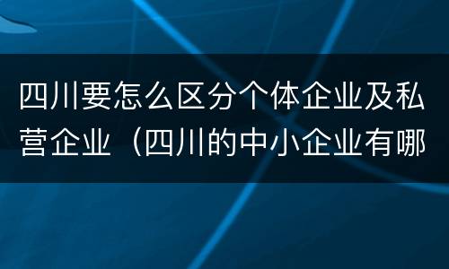 四川要怎么区分个体企业及私营企业（四川的中小企业有哪些）