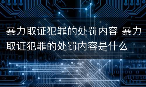 暴力取证犯罪的处罚内容 暴力取证犯罪的处罚内容是什么